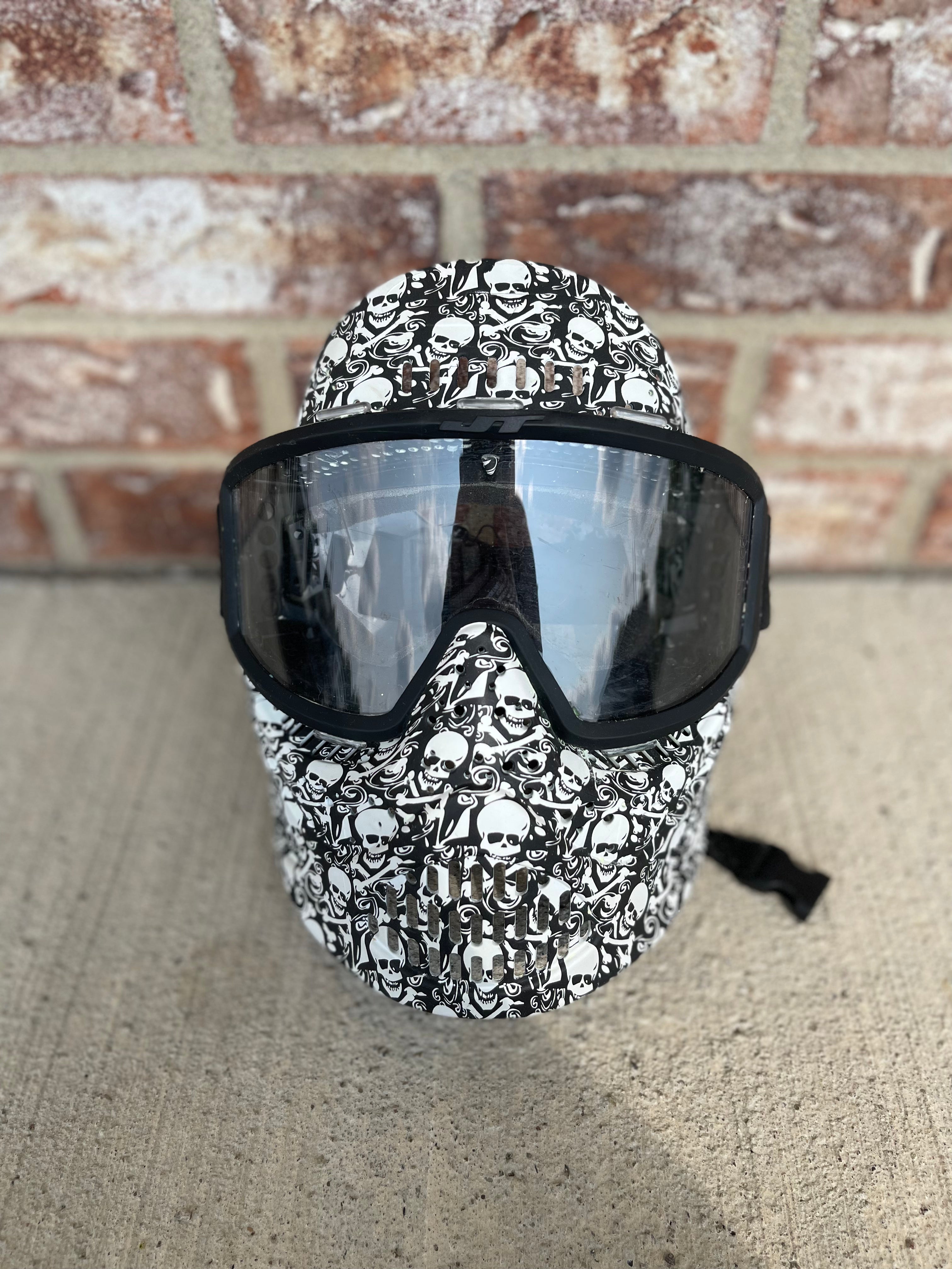 Used JT Paintball Mask - Black/White Skulls