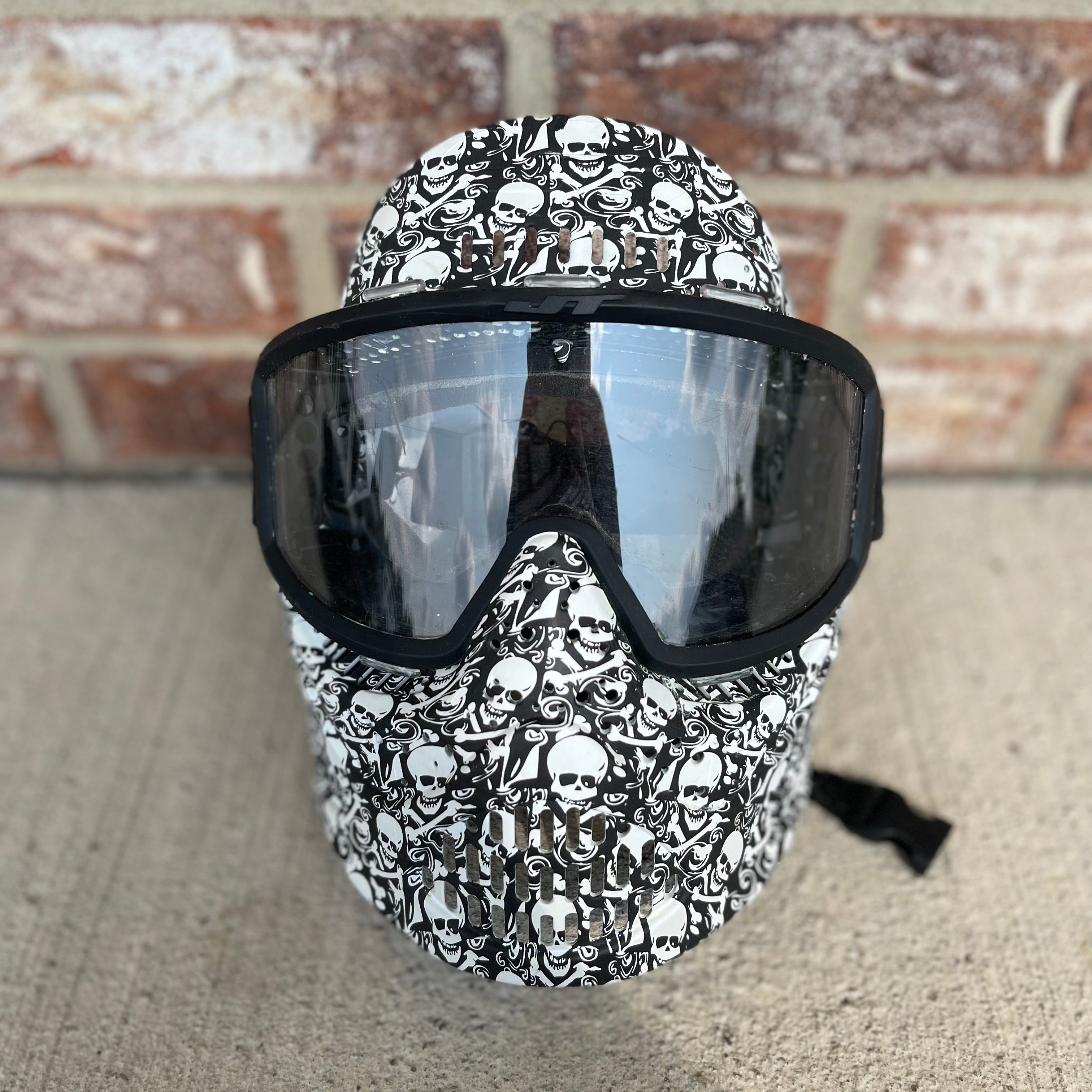 Used JT Paintball Mask - Black/White Skulls