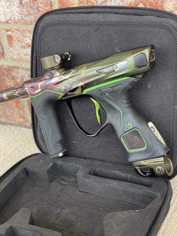 Used Dye M3+ Paintball Gun - PGA Woodland w/Lime Scythe Trigger
