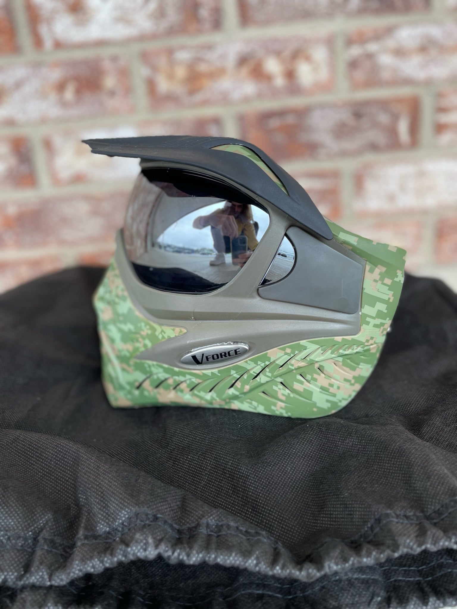 Used V-Force Grill SE Paintball Mask - Digital Camo w/ Visor and Soft goggle bag