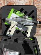 Used Planet Eclipse LV1.6 Paintball Gun - Silver / Dark Grey w/ Infamous Deuce Trigger & White Grip Kit