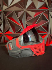 Used Carbon Zero Pro Paintball Mask - LESS Coverage - Crimson (Red/Black) w/ Case and spare visor clip