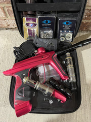Used DLX Luxe Ice Paintball Gun - Dust Red / Dust Red w/ Inception Barrel, Encore Bolt/Stock Bolt, Scythe Trigger and Stock Trigger, Large Spare Part Kits