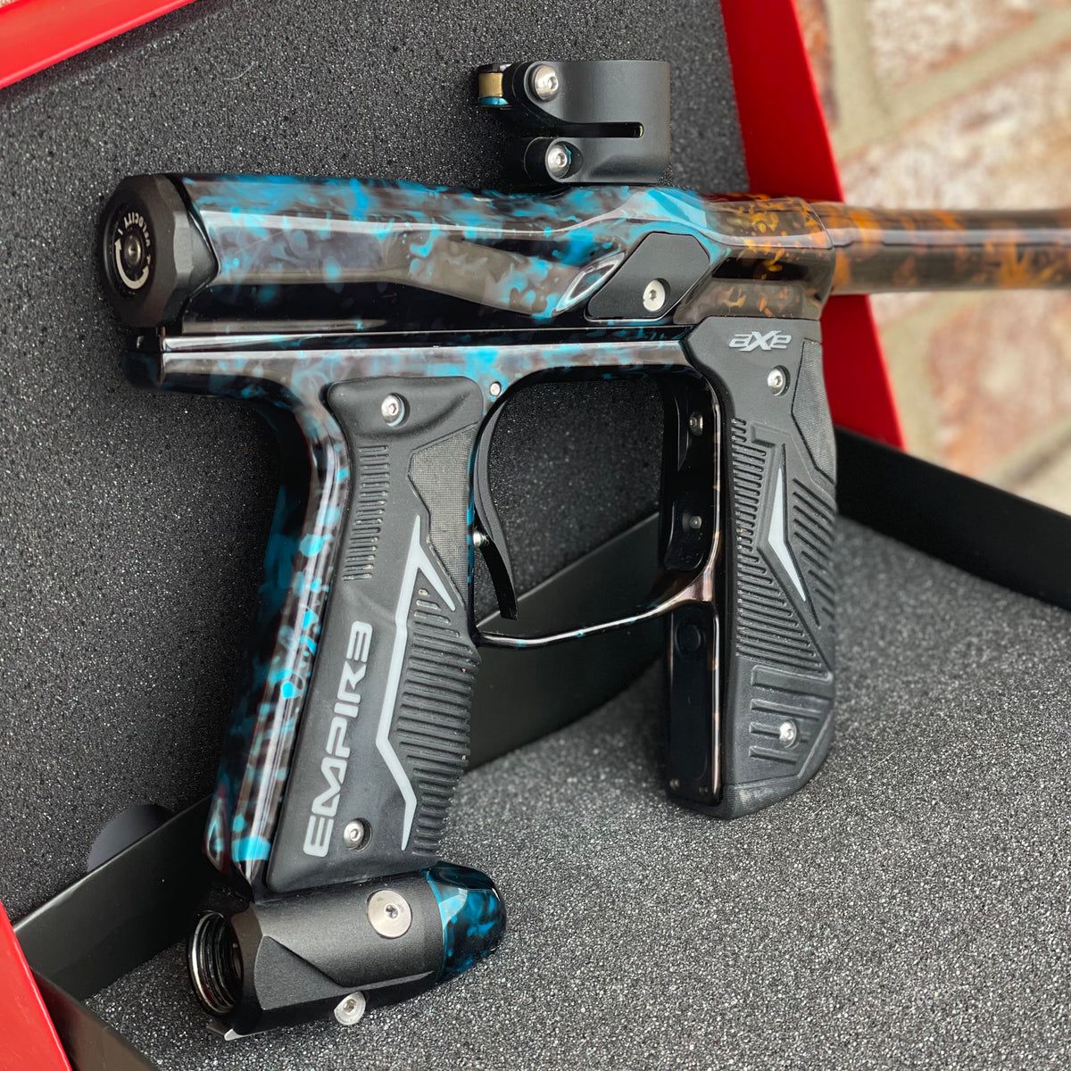 Used Empire Axe 2.0 Paintball Gun Acid Wash Custom Anno (Orange Teal