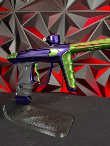 Used DLX Luxe X Paintball Gun - Gloss Purple / Gloss Lime w/ Deuce Trigger