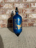 Used Infamous 80/4500 Skeleton Air Paintball Tank - Blue / Gold w/ Ninja Standard Regulator and Fill Nipple Cover