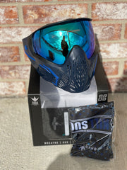 Used Bunker Kings CMD Paintball Mask - Blue Azure w/ Soft Goggle Bag