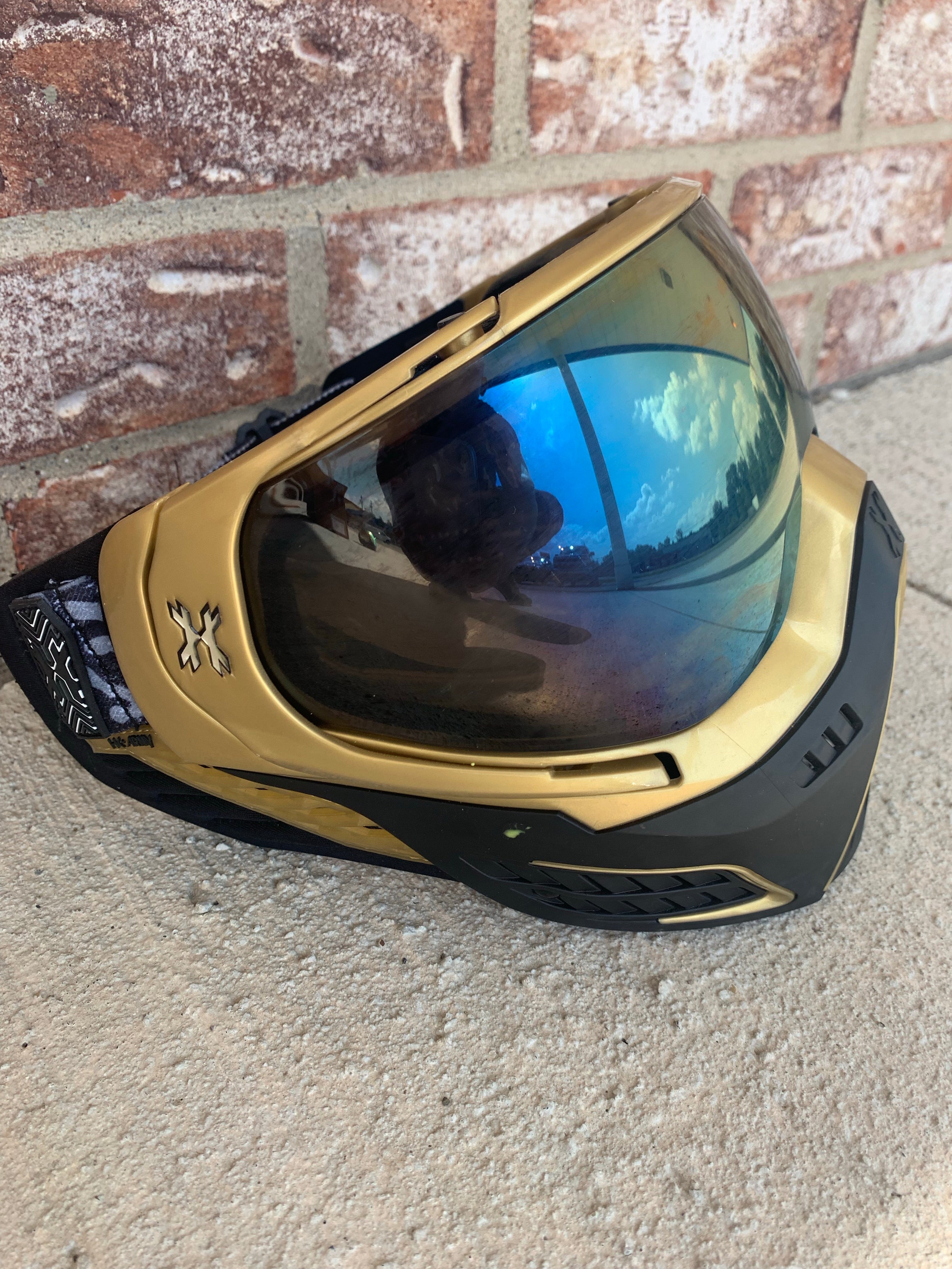 Used HK Army KLR Paintball Mask- Gold/Black