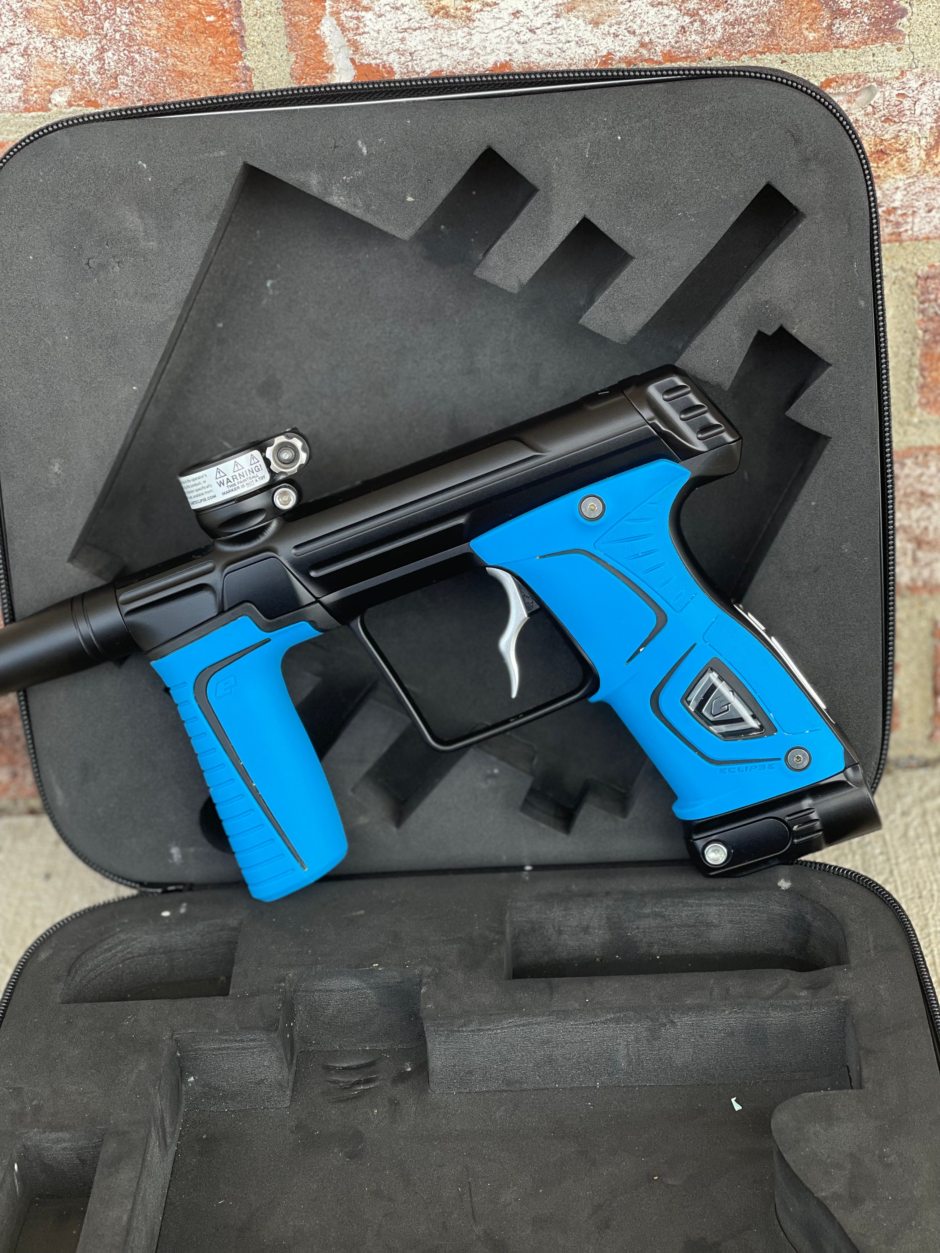 Used Planet Eclipse Gtek 170R Paintball Gun - Black w/ Blue Grips and Deuce Trigger