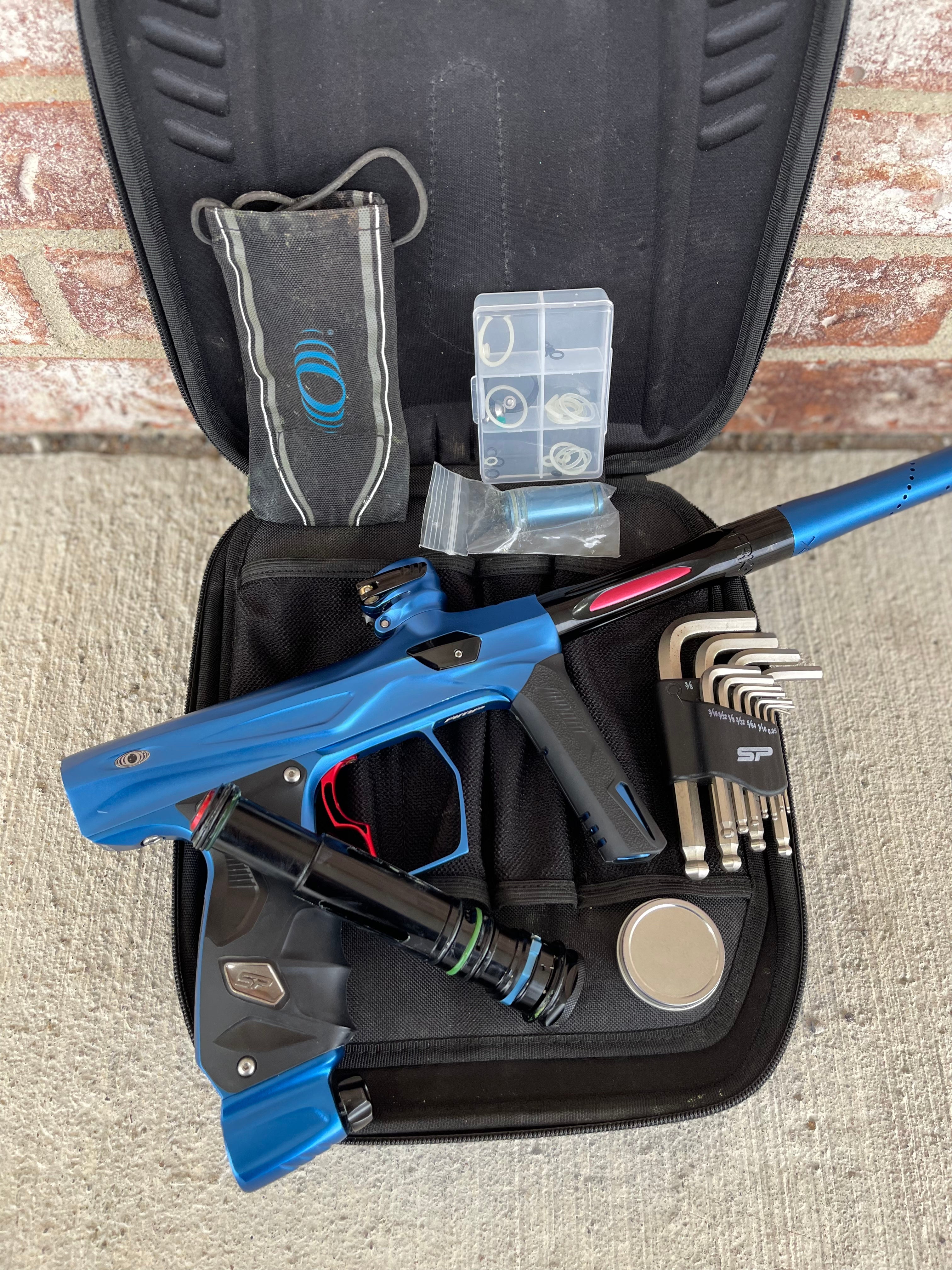 Used Shocker Amp Paintball Gun - Dust Blue w/SSC Soft Tip Bolt & Infamous Deuce Trigger