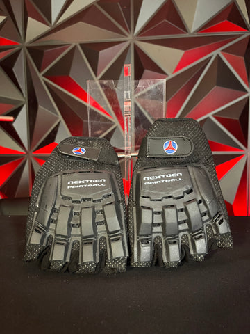 Used NextGen Paintball Half Finger Tactical Gloves - Black - L/XL