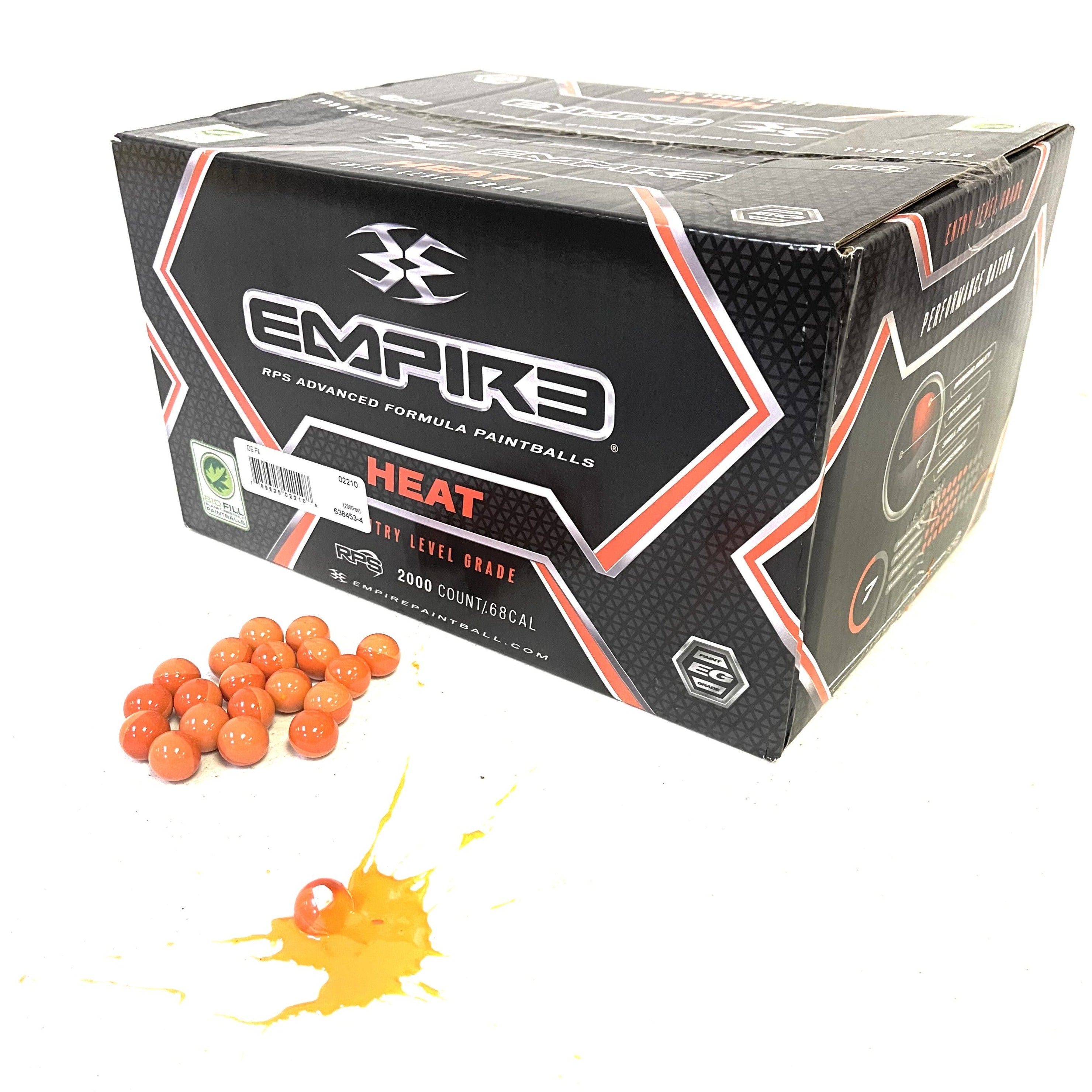 Empire Heat Paintballs - Orange Shell / Orange Fill - 2000 Count