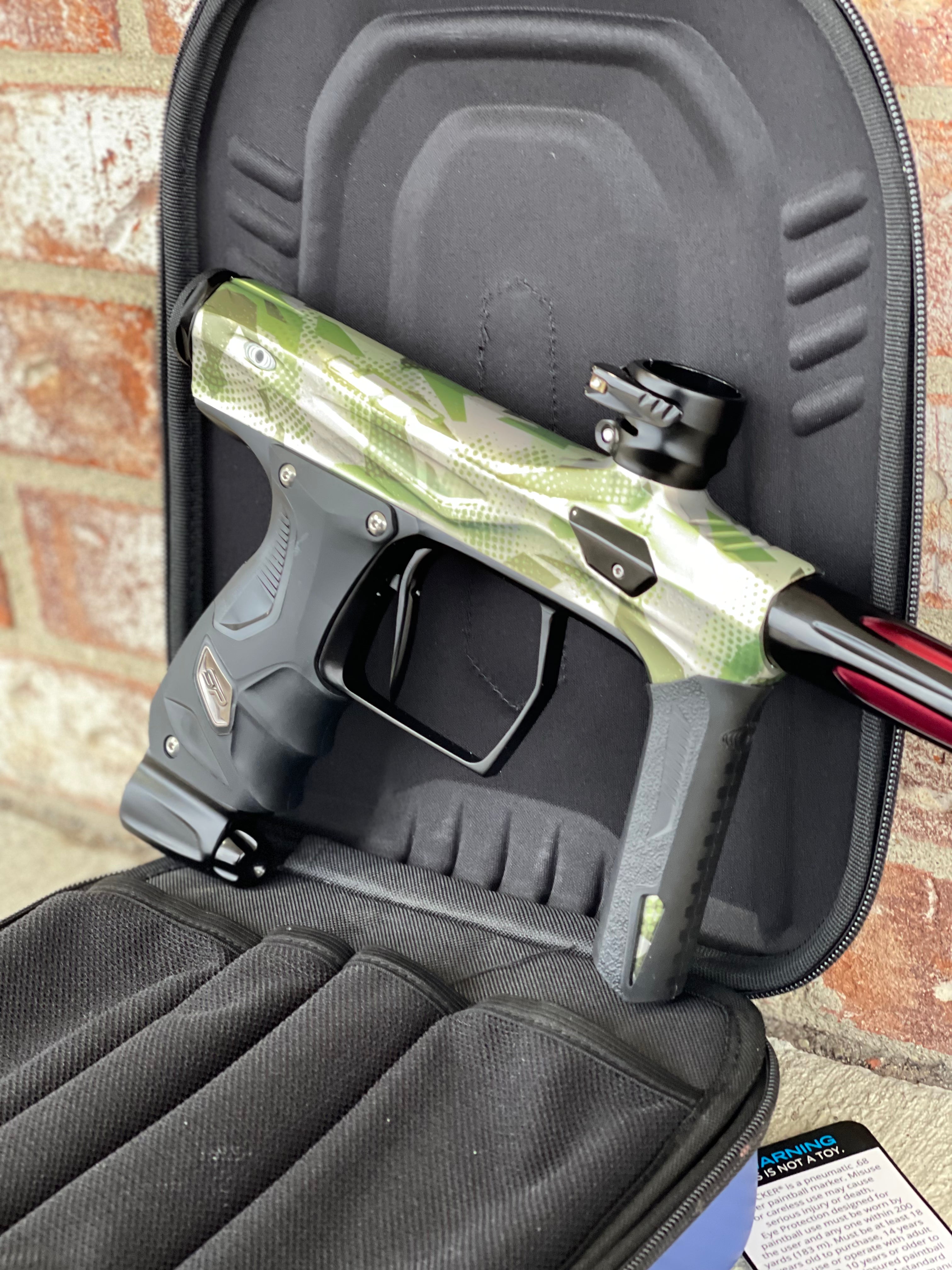 Used Shocker Amp Paintball Gun - JT Edition Scrambles Green w/ SSC Soft Tip Bolt and SSC Deuce Trigger