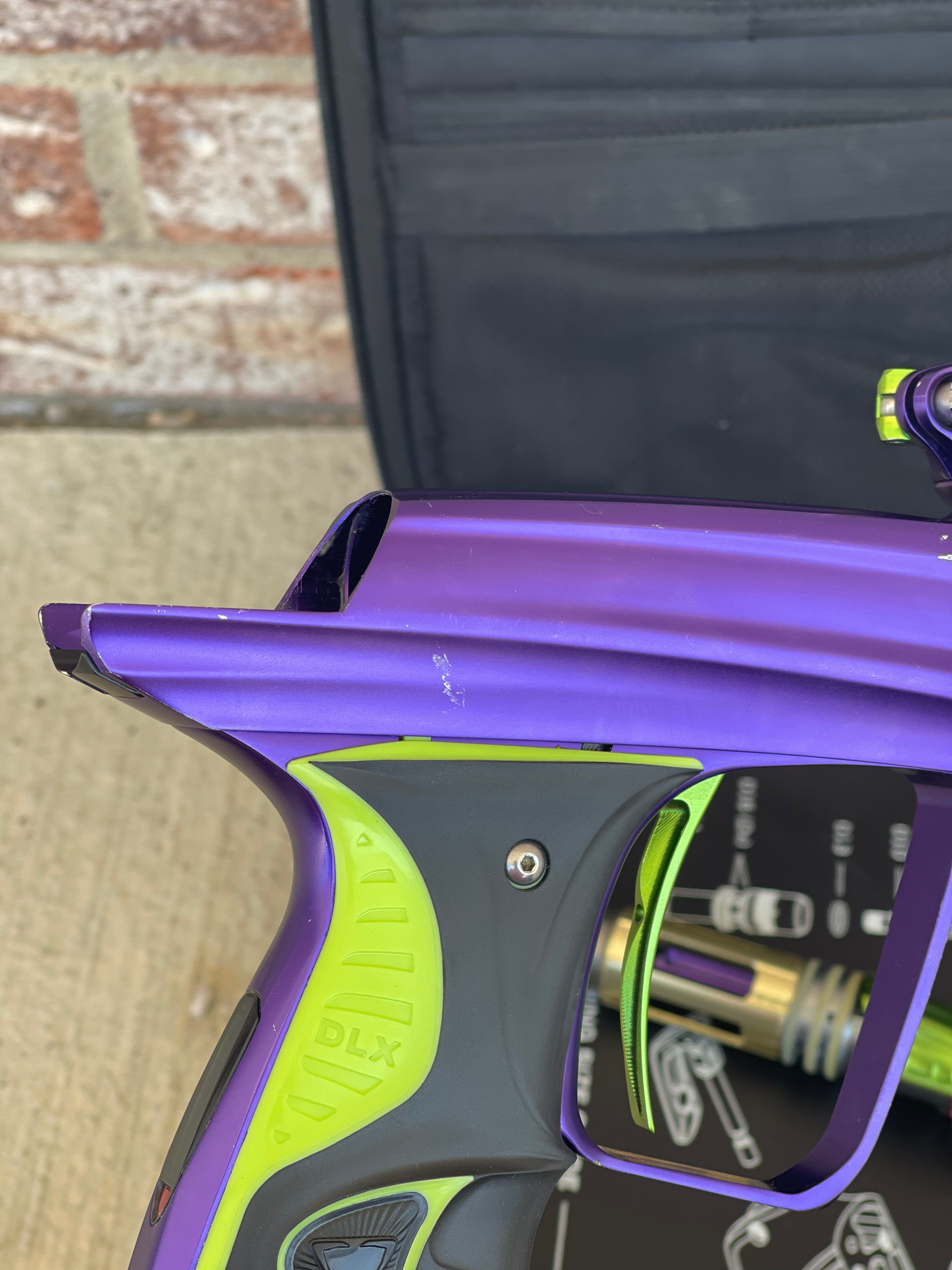 Used DLX Luxe X Paintball Gun - Dust Purple / Polished Green