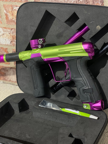 Used Infamous / Planet Eclipse CS2 Paintball Gun - Dust Green / Dust Purple w/ Infamous Deuce Trigger