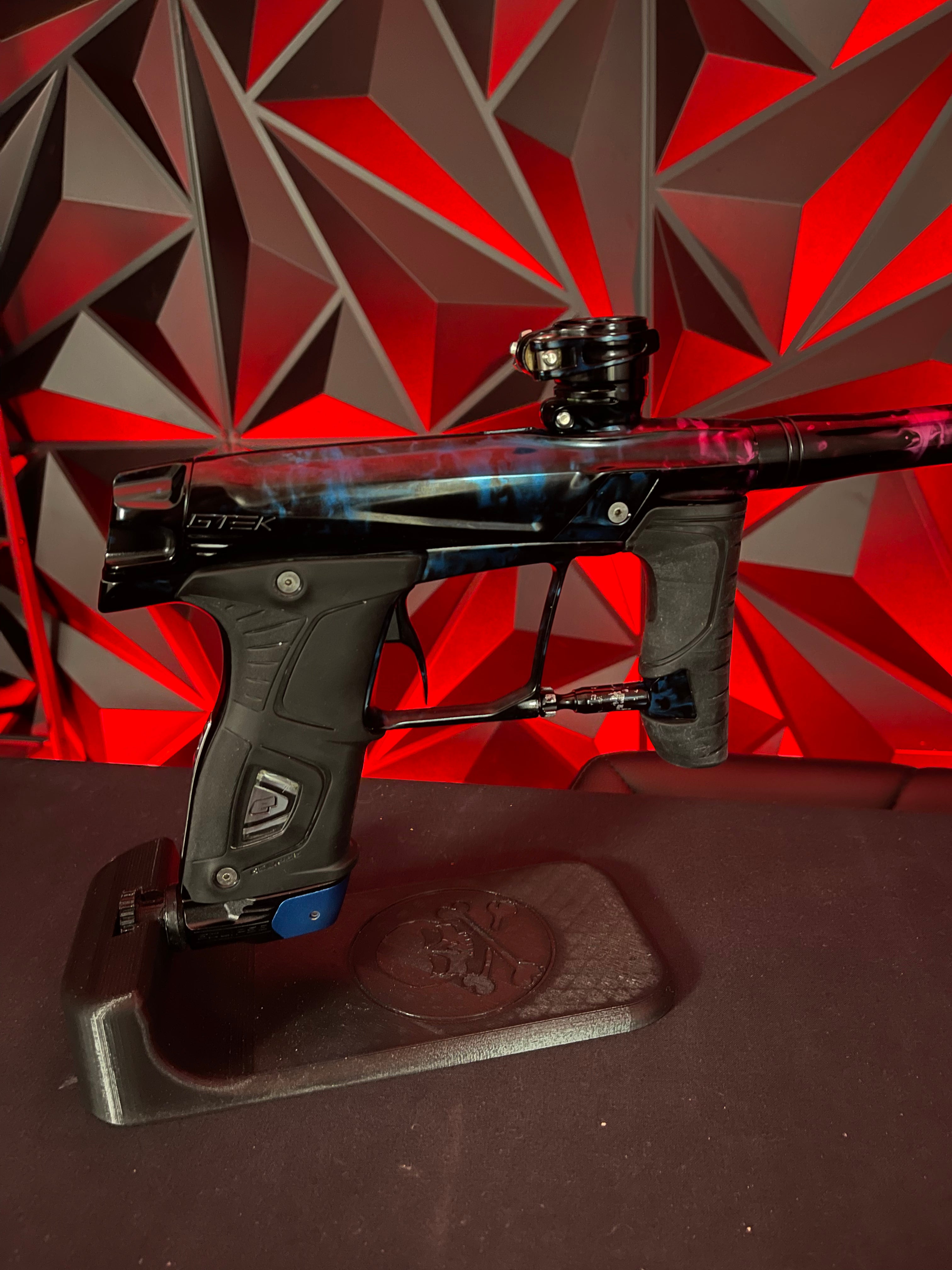 Used Planet Eclipse 160r Paintball Marker - Blue/Purple Galaxy Fade w/ 2 Triggers and POPs ASA