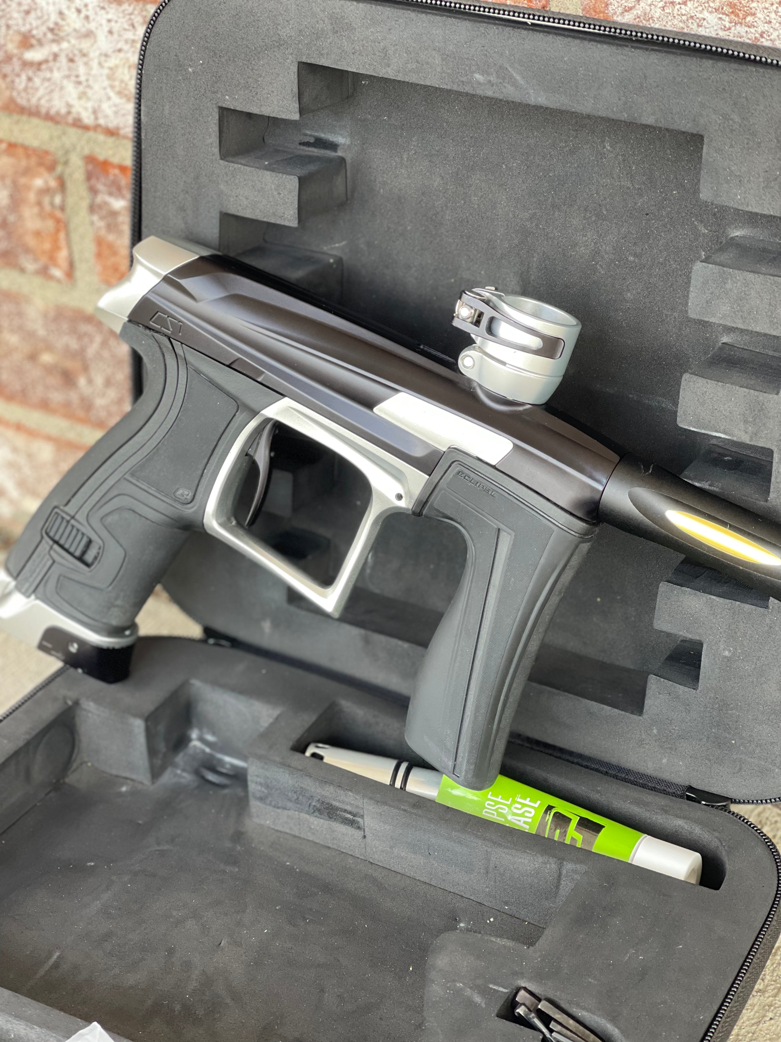 Used Planet Eclipse CS1 Paintball Gun - Black/Silver w/ Freak Barrel & CS2 Back Grip