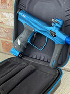 Used Shocker AMP Paintball Gun - Dust Blue w/Deep Blue Freak XL Back