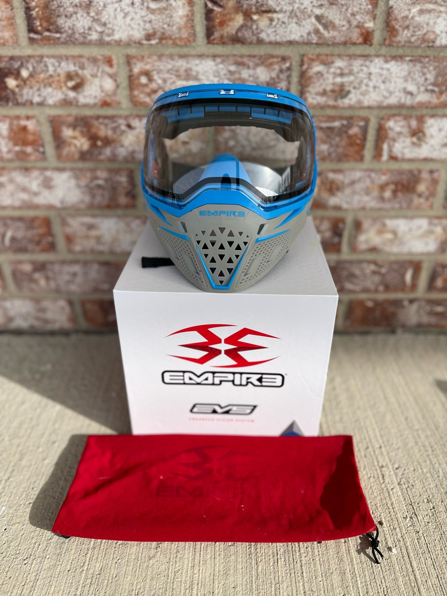 Used Empire EVS Paintball Mask - Grey / Cyan