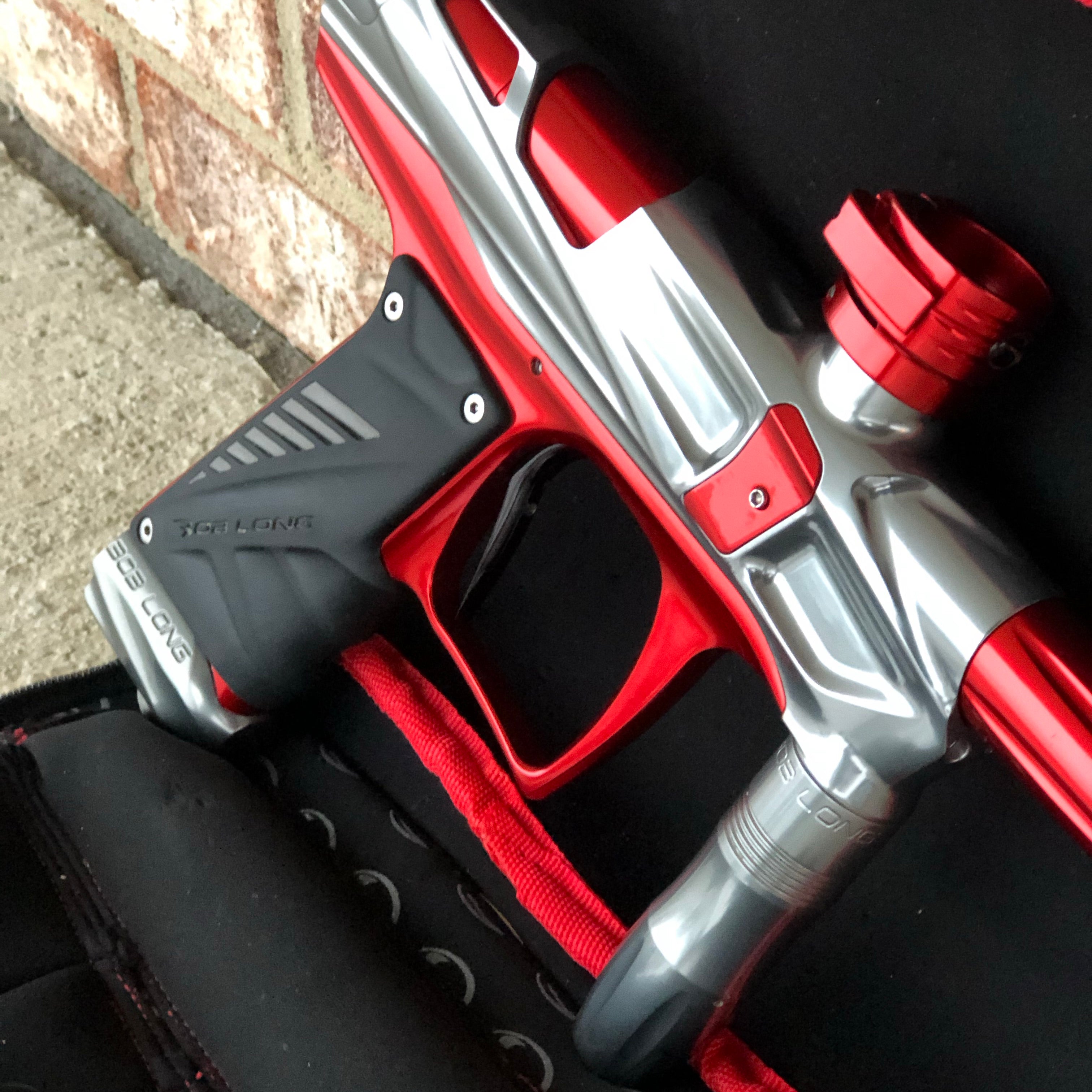 Used Bob Long V-com Paintball Gun - Polished Grey/Red