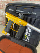 Used Empire Mini GS Paintball Gun w/ 2 Piece Barrel - Dust Gold / Silver w/ HK Army Exo 2.0 Marker Case