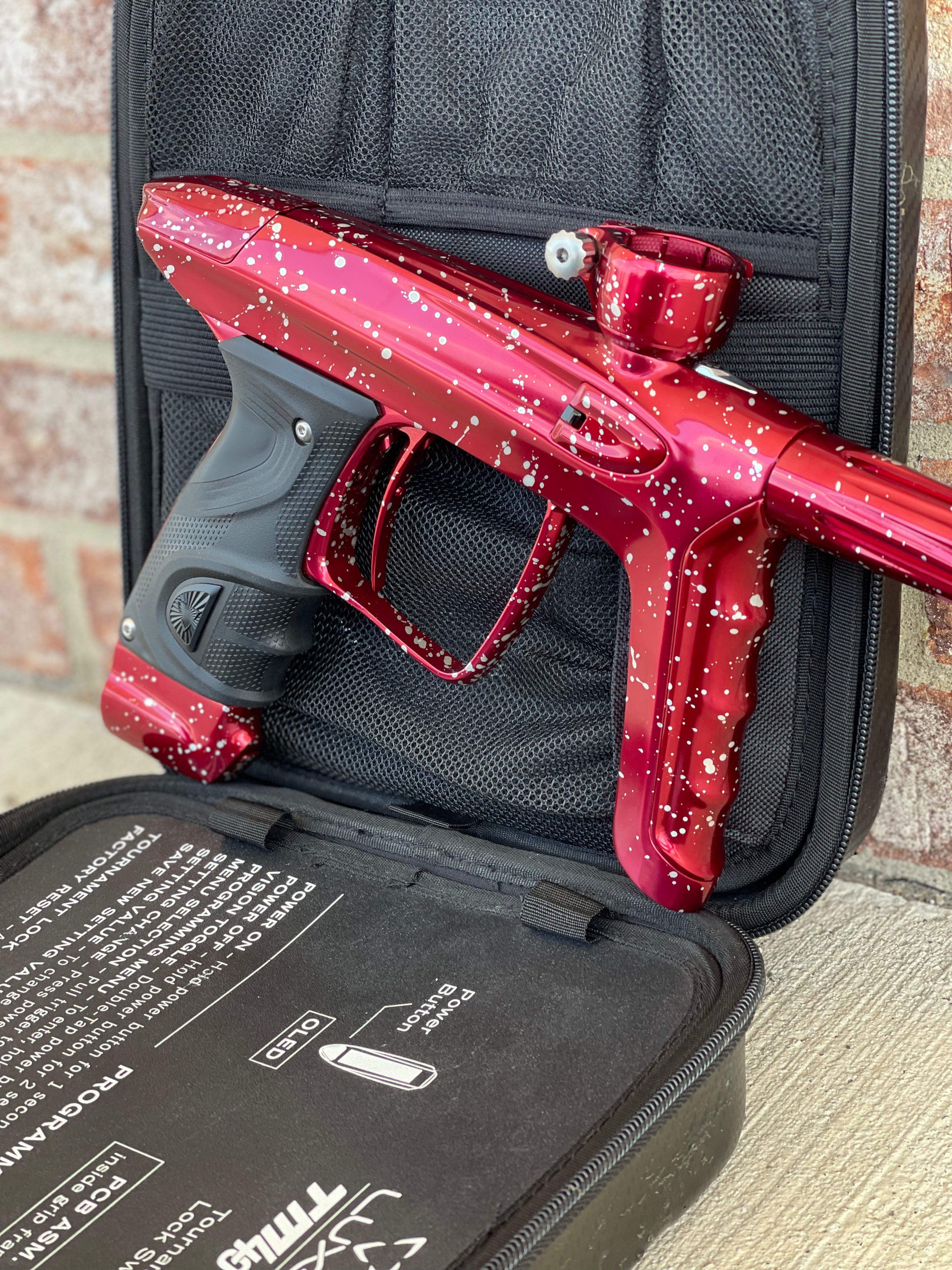 Used DLX Luxe TM40 Paintball Gun - LE Polished Red with White Speckling