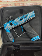 Used HK Army T-Rex VCOM Paintball Gun - Dust Blue Hand Engraved Oliver Lang Series w/ VIS Engine, Full HK Army XV Barrel Kit & Pressure Tester