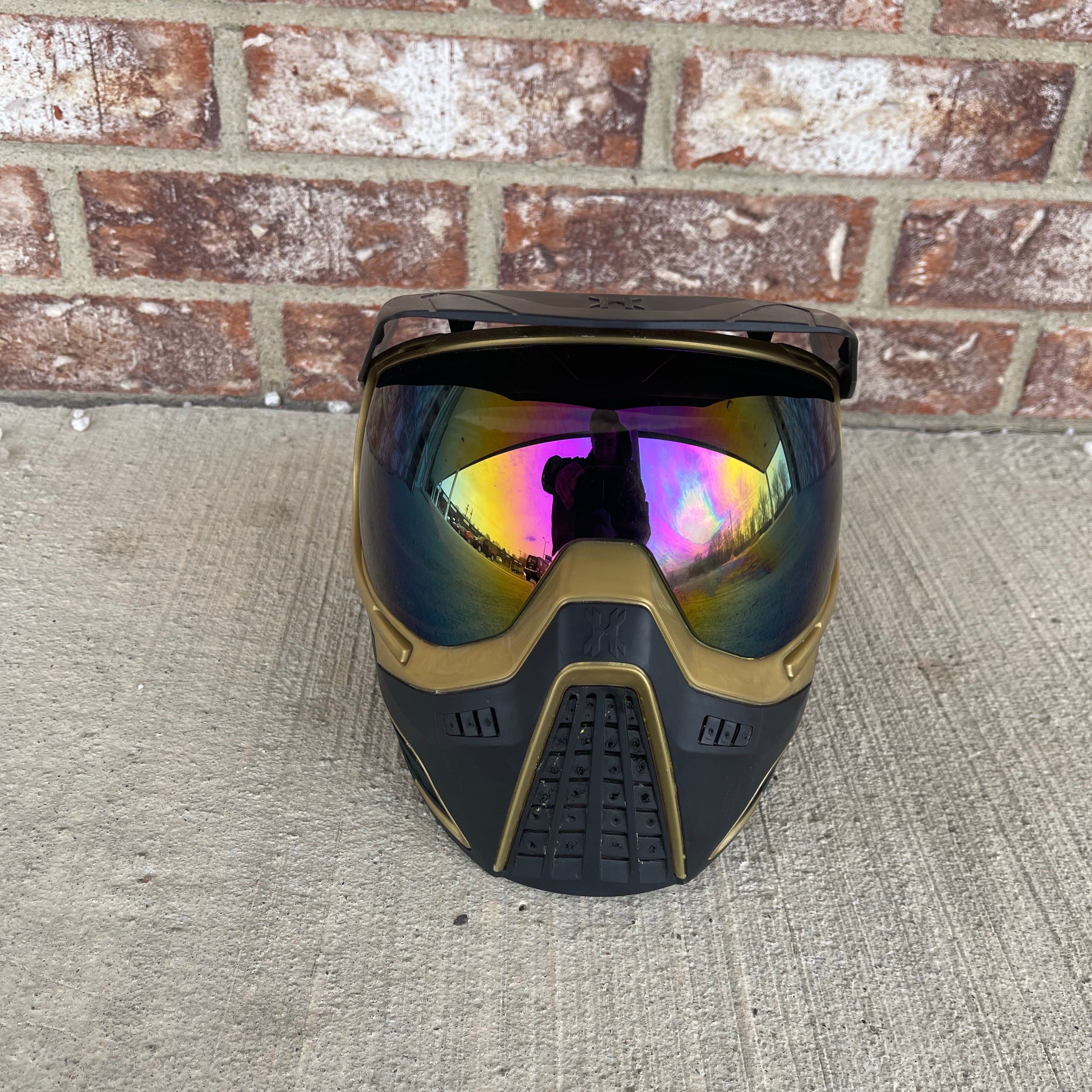 Used HK Army KLR Paintball Mask- Metallic Gold w/ Fusion Lens