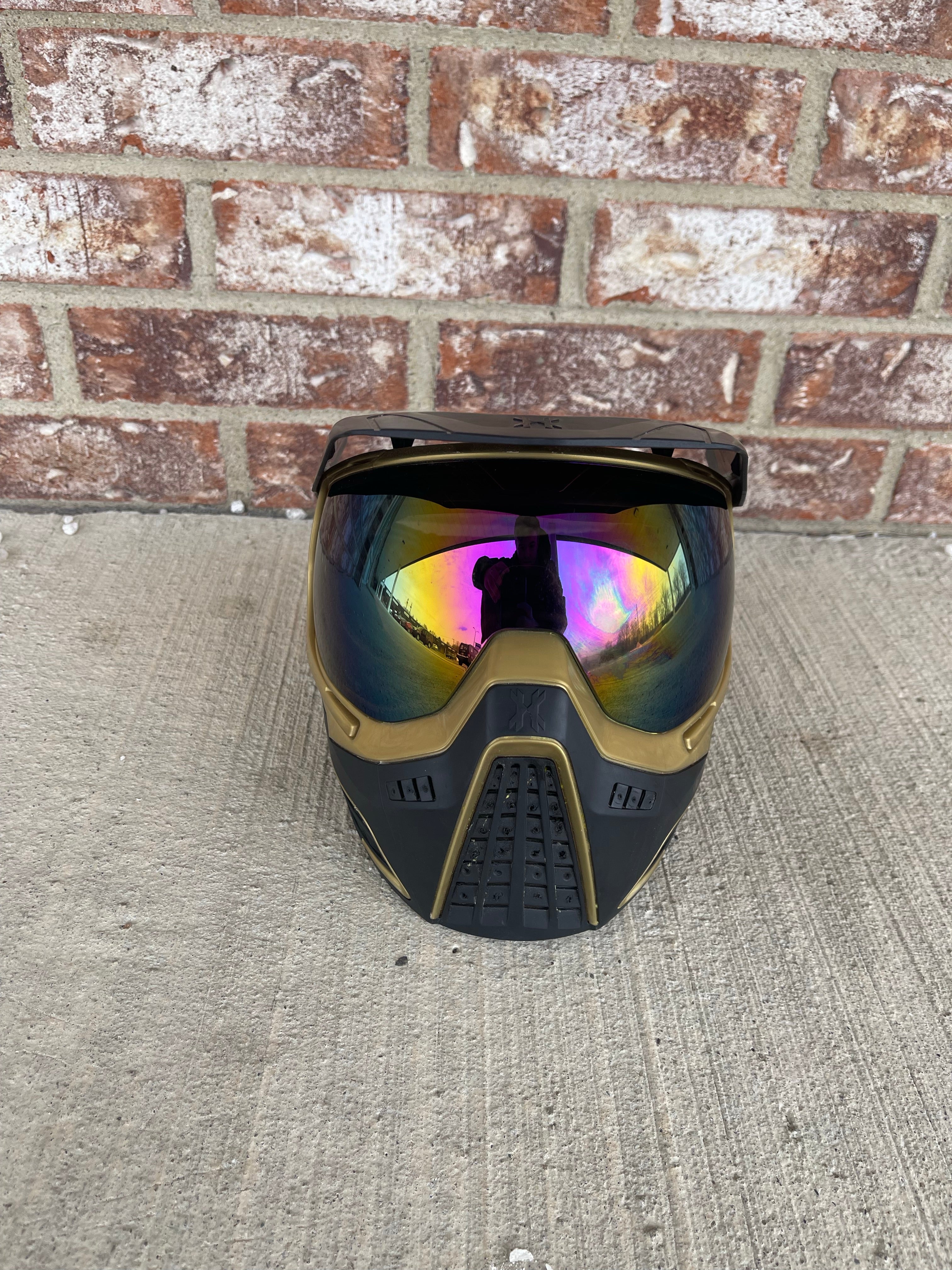 Used HK Army KLR Paintball Mask- Metallic Gold w/ Fusion Lens