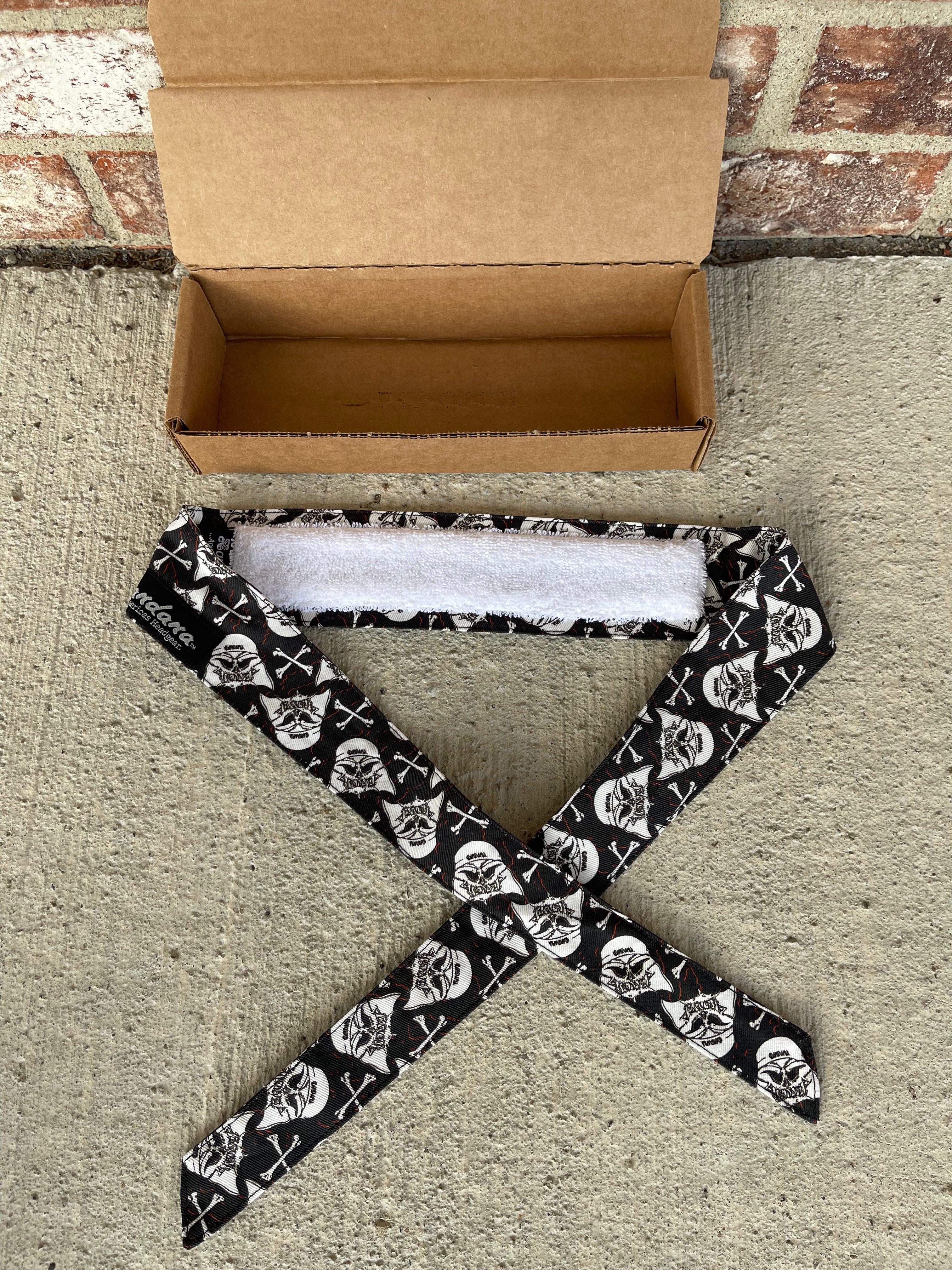 Used Sandana Vader Skull & Bones Headband - Black w/ White Tag