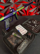 Used DLX Luxe X Paintball Gun - Gloss Purple / Gloss Lime w/ Deuce Trigger