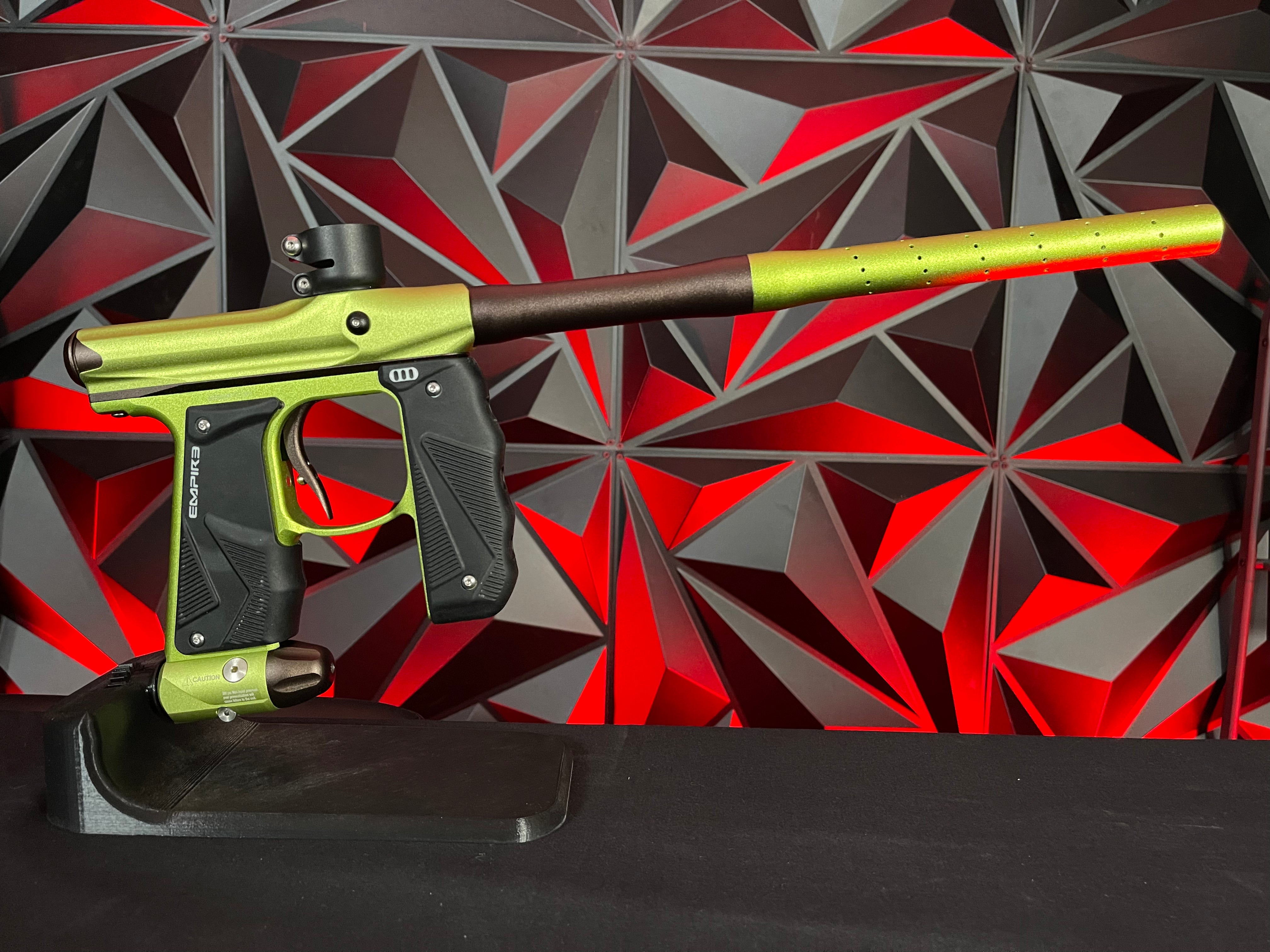 Used Empire Mini GS Paintball Gun - Green / Brown w/ 2-Piece Barrel