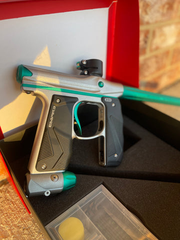 Used Empire Mini GS Paintball Gun - Dust Grey/Teal w/ Redline OLED Board