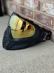 Used Virtue Contour Paintball Mask - Black w/ Gold Mirror Lens