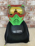 Used V-Force Grill Paintball Mask - Cowabunganga Series - Green/Red w/ 2 lenses & Exalt Goggle Case