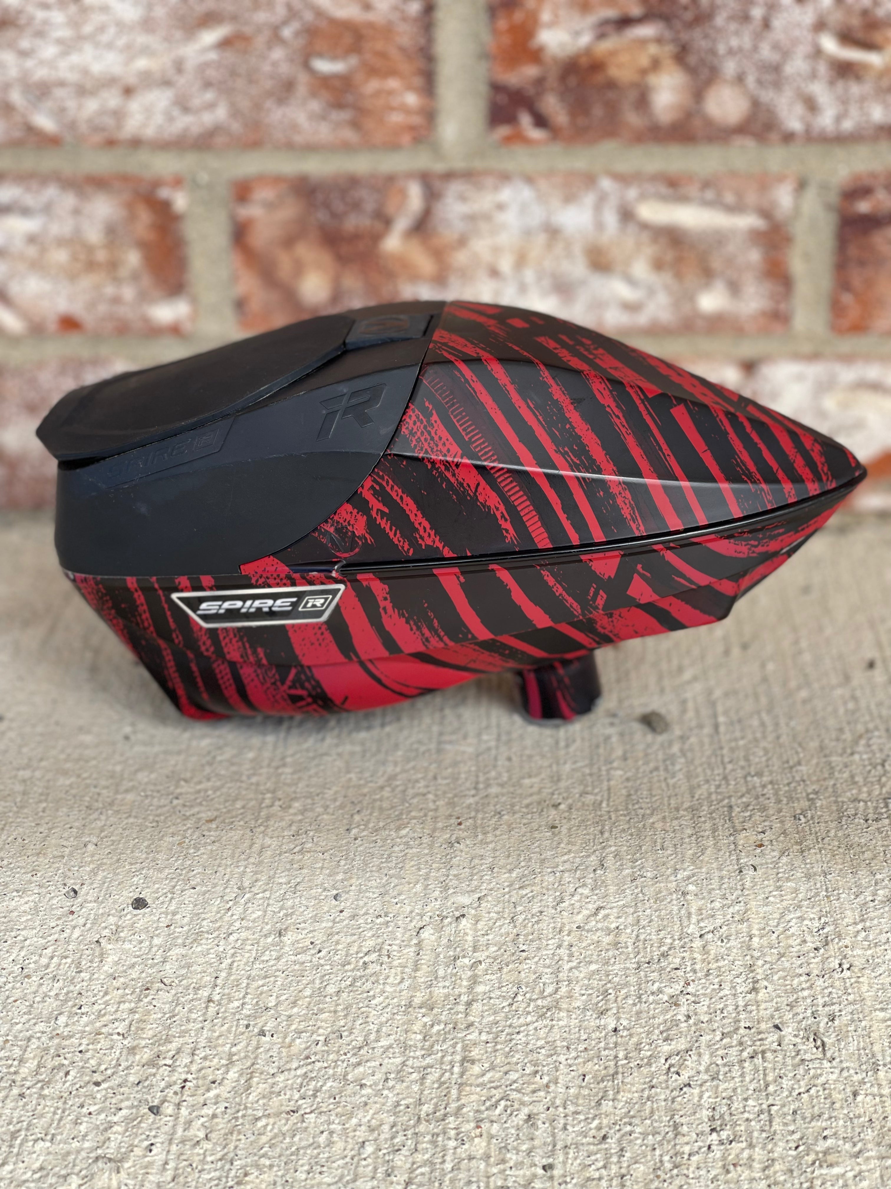 Used Virtue Spire IR Paintball Loader - Graphic Red w/ Rain Lid