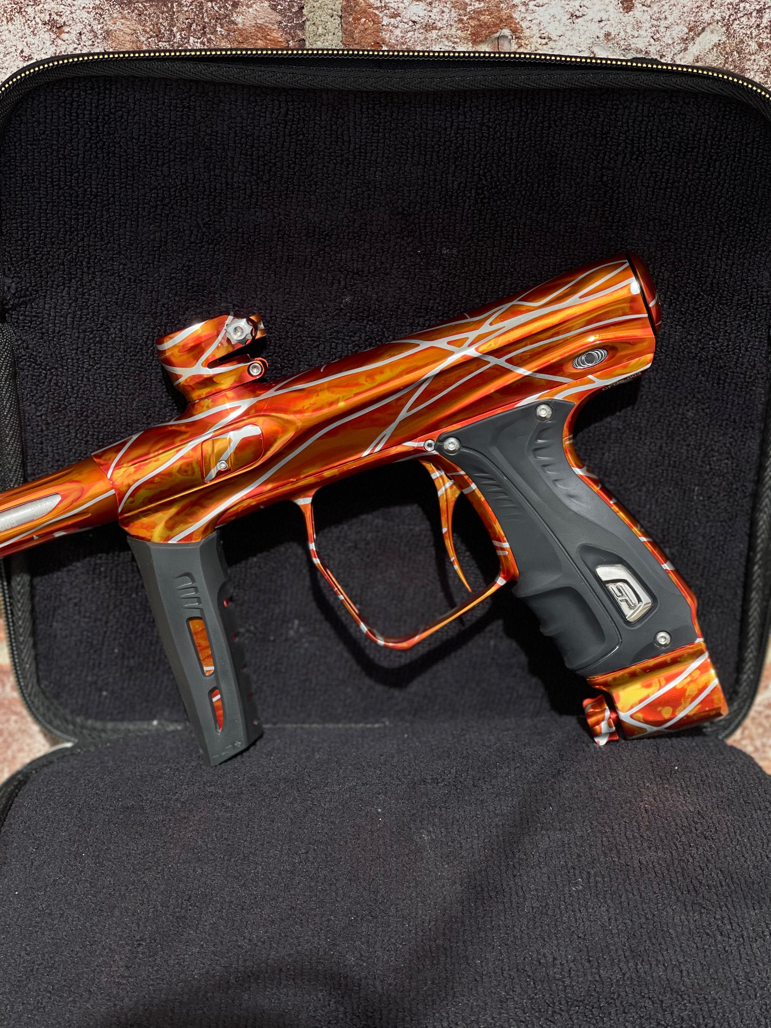 Used Ultra Shocker XLS Paintball Gun - Fire and Ice - Splash Trigger Frame and CVO Frame