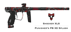 Shocker XLS Paintball Gun - Punishers Paintball Tri Color Splash - Black/Red/Silver