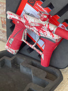 Used Planet Eclipse LV1.6 Paintball Gun - Silver / Red Splash *Custom Anno* w/ Infamous Silencio Tip