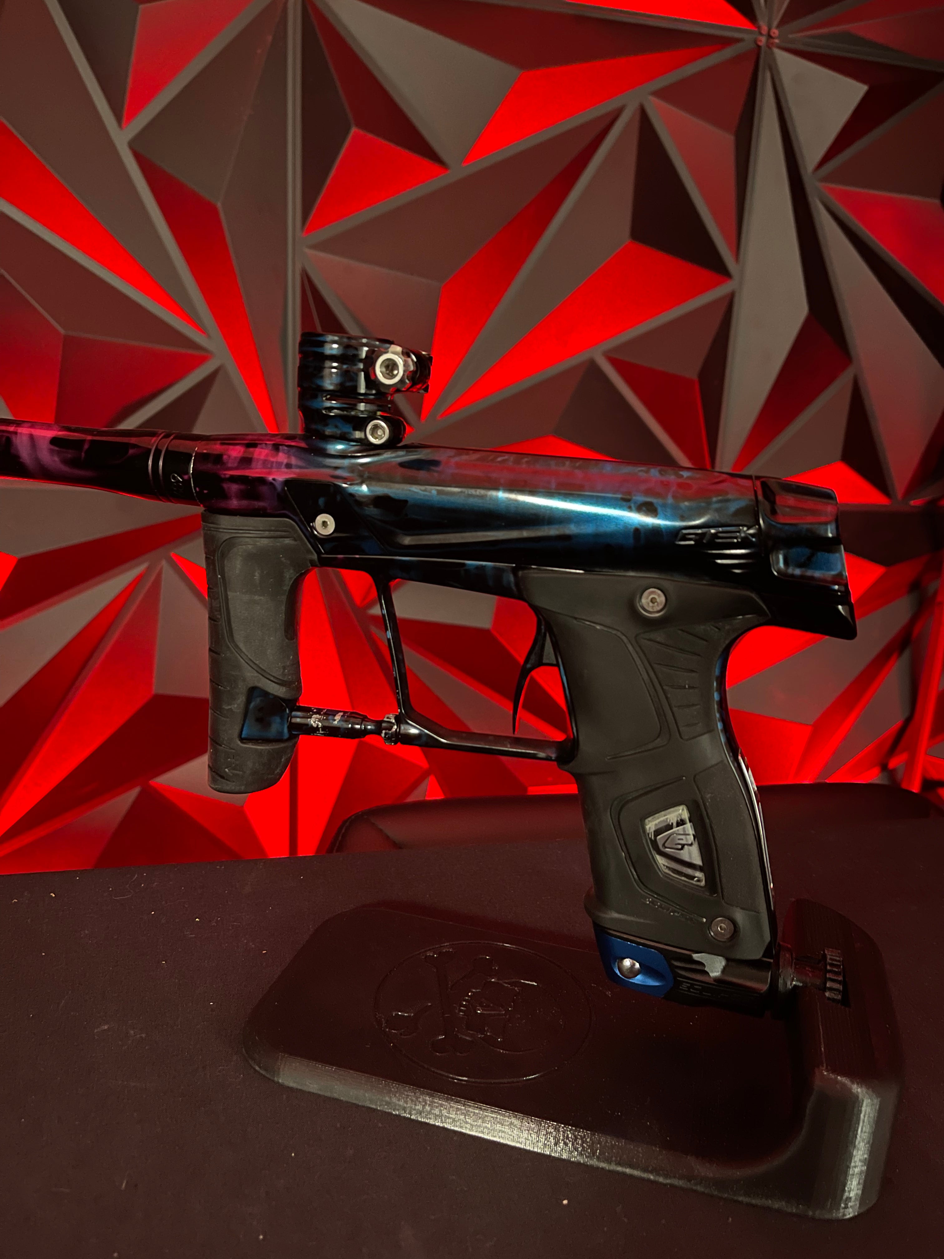 Used Planet Eclipse 160r Paintball Marker - Blue/Purple Galaxy Fade w/ 2 Triggers and POPs ASA