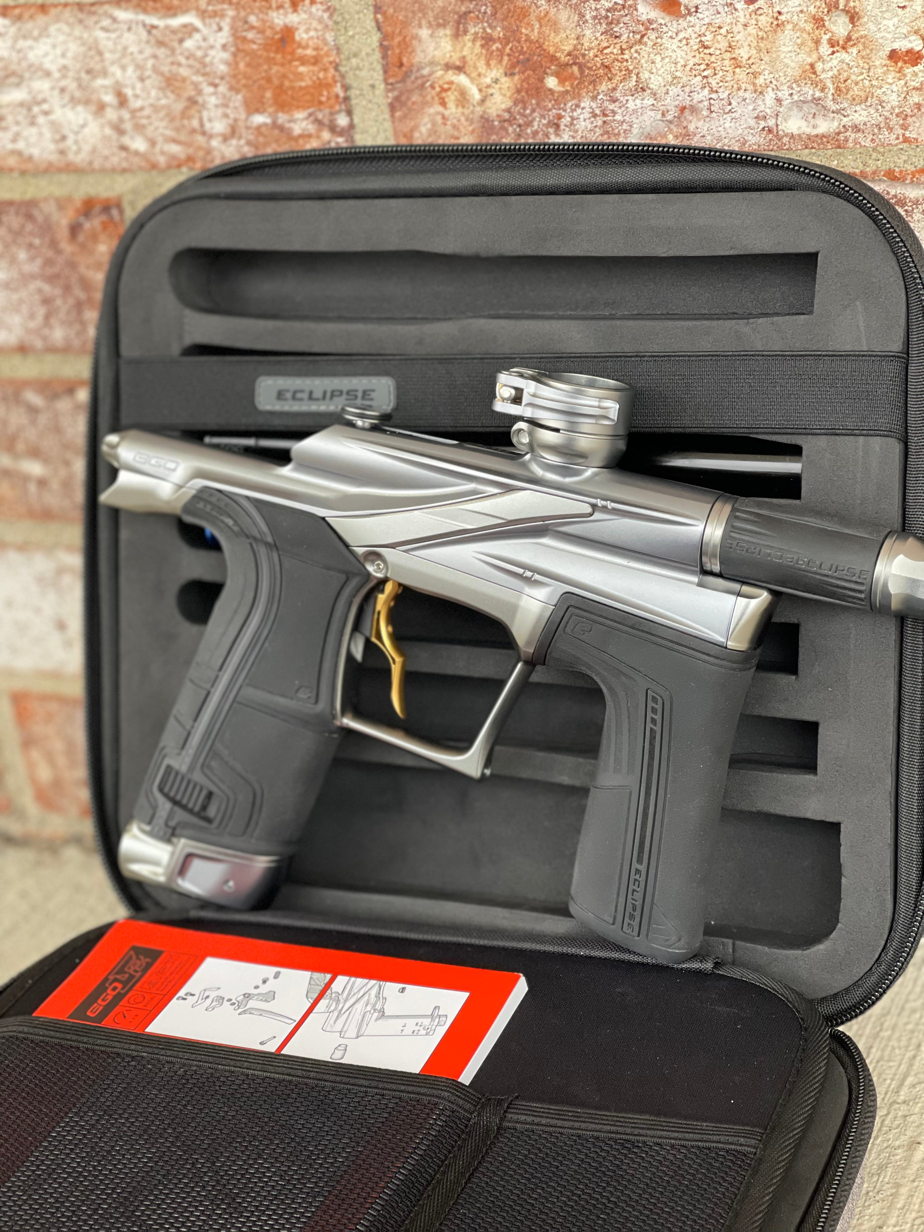 Used Planet Eclipse LV2 Paintball Gun - Gunmetal w/Infamous Deuce Trigger and 3 s63 Inserts