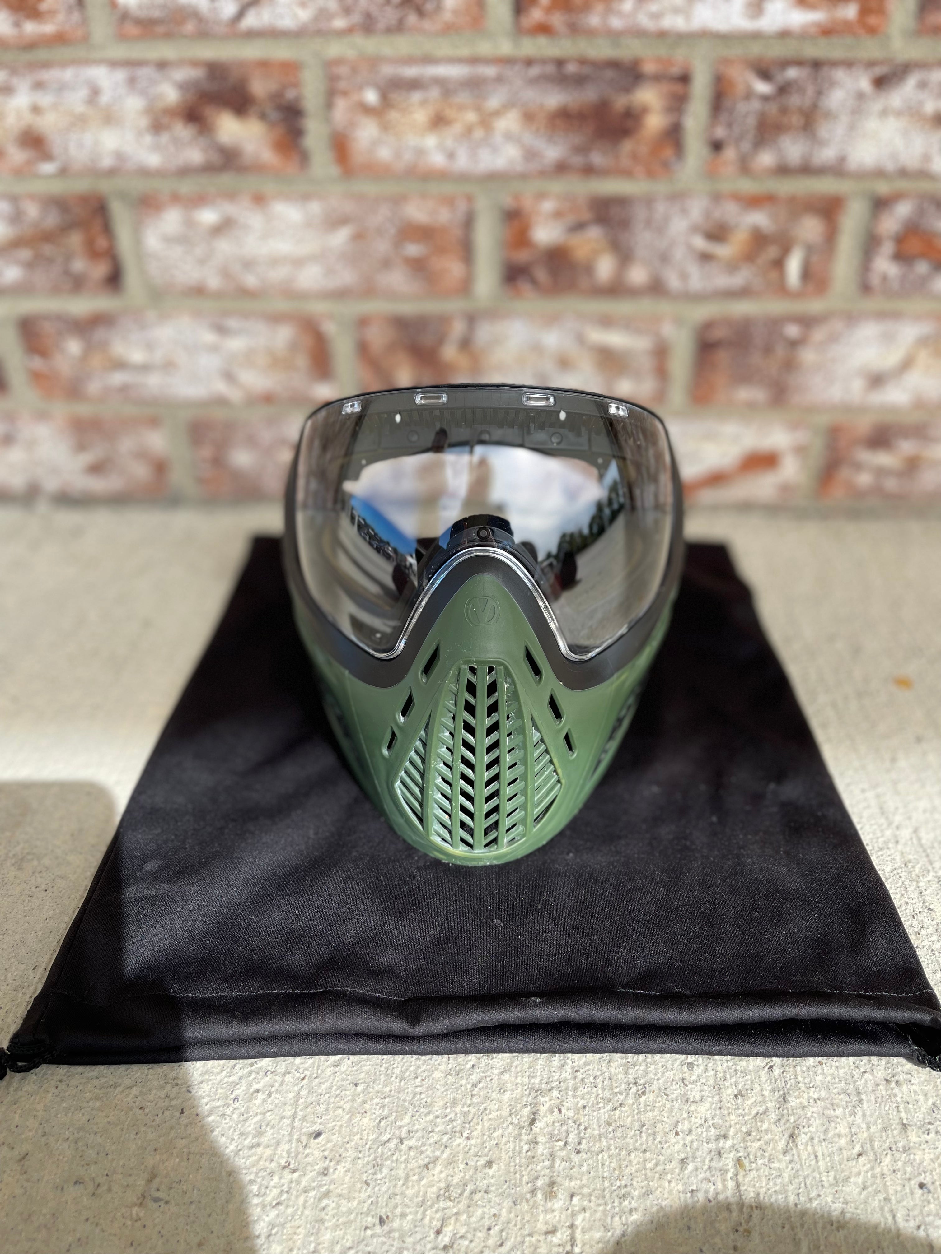 Used Virtue Vio Ascend AF Paintball Mask - Olive w/ Clear Lens and Soft Goggle Bag