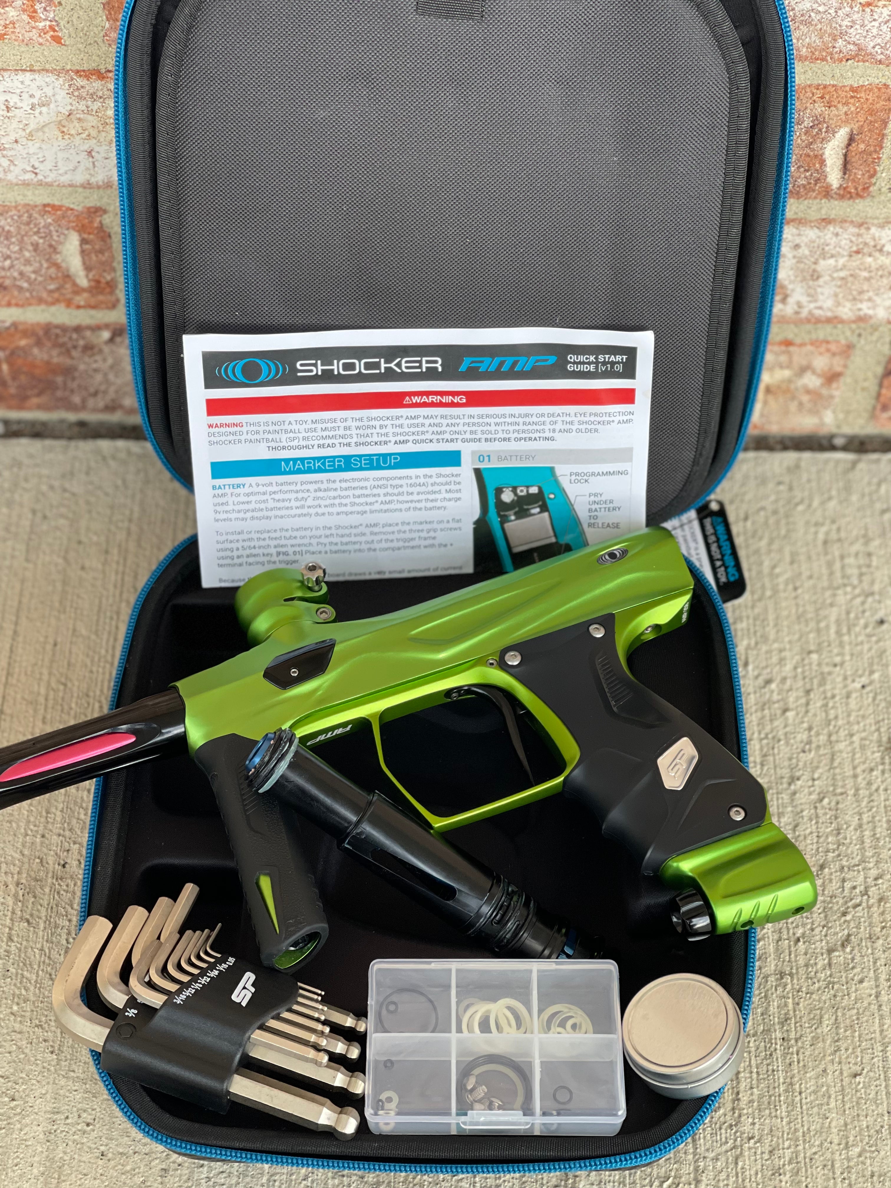 Used Shocker Amp Paintball Gun - Green / Black