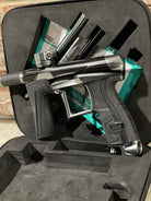 Used Planet Eclipse Geo 4 Paintball Gun - Black/Pewter w/ Infamous Deuce Trigger and 3 FL Backs