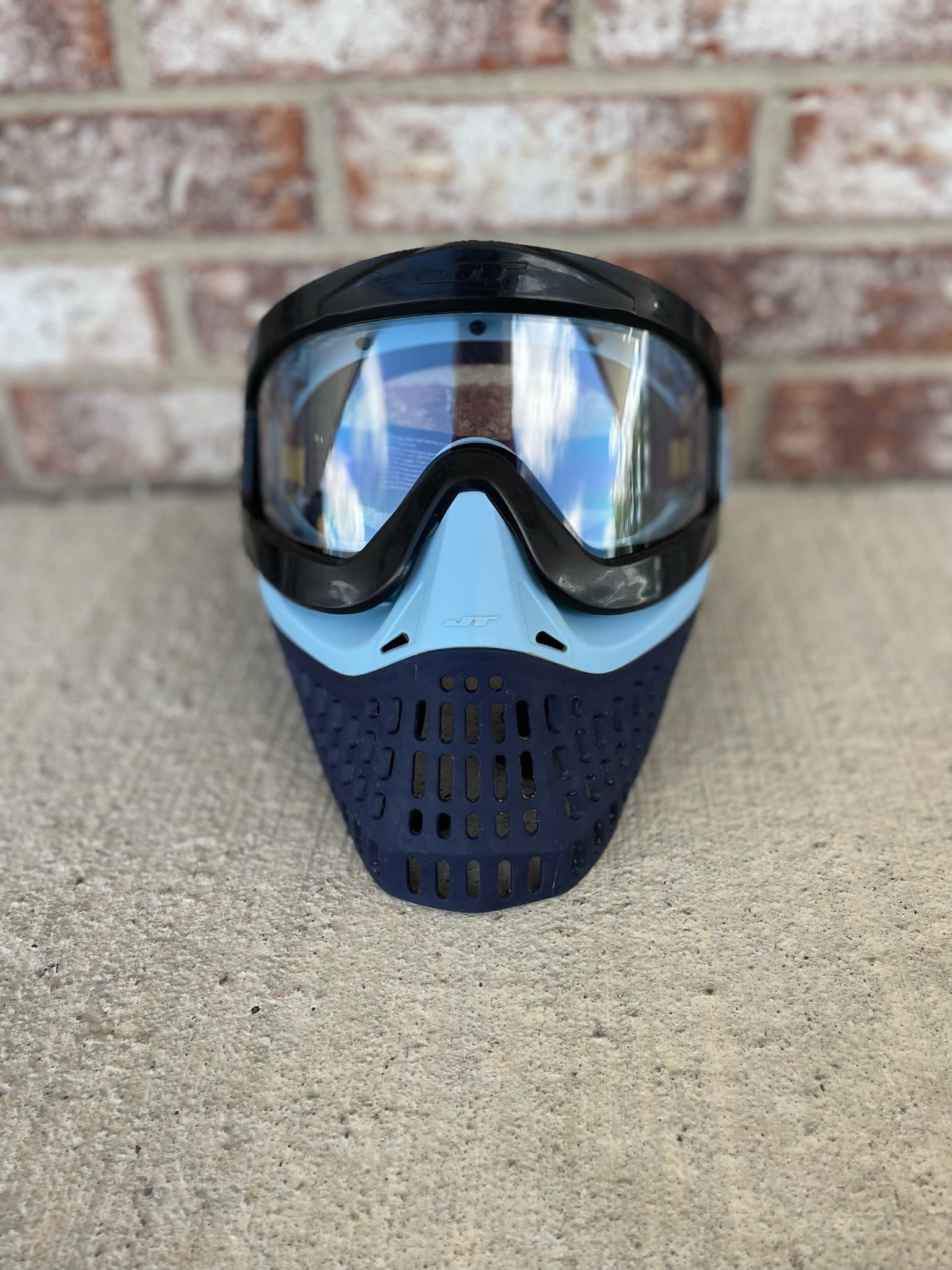 Used JT Proflex X Paintball Mask - Black / 2 Tone Blue Skirt