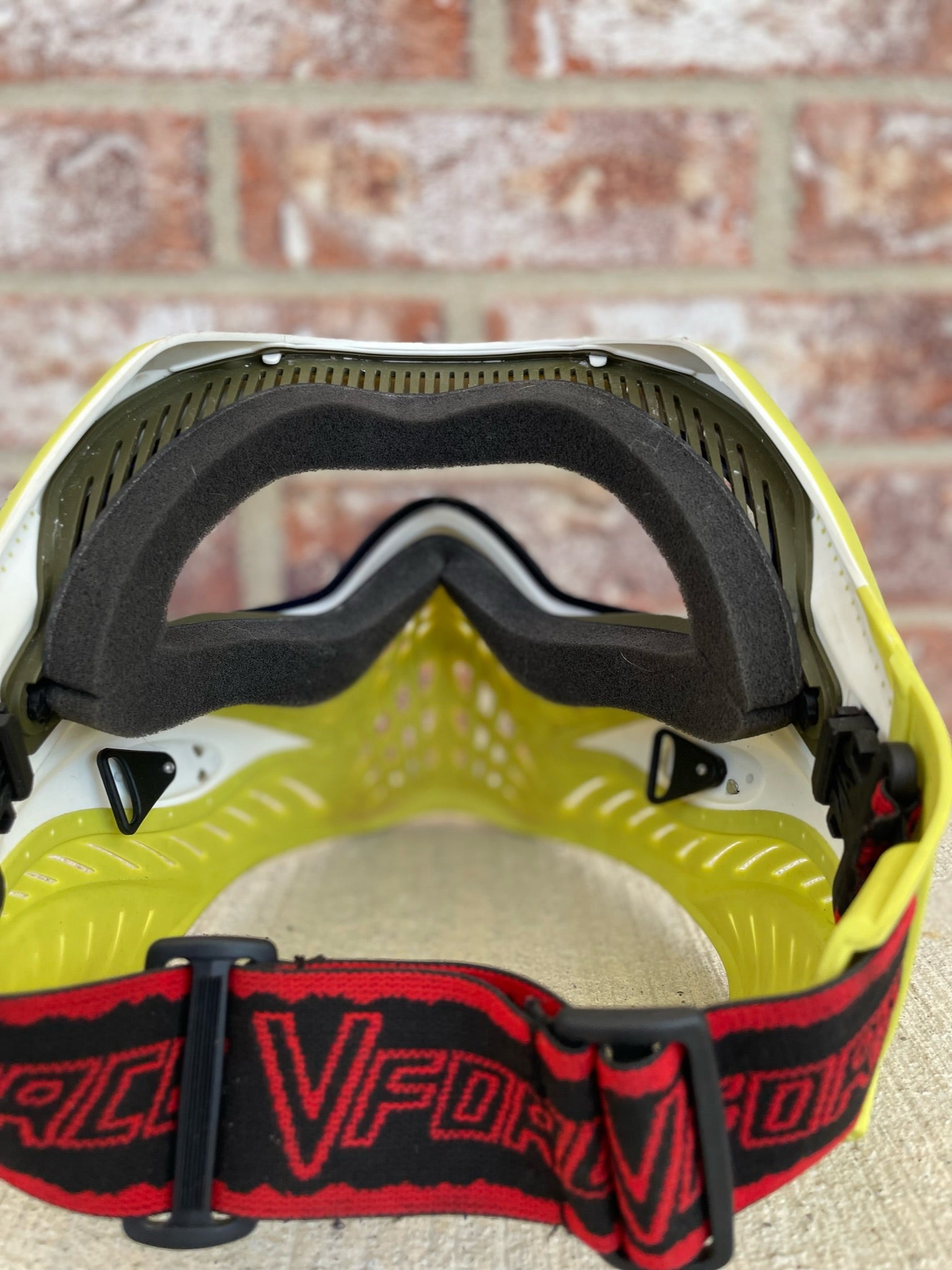 Used V-Force Grill Paintball Mask - SE White on Lime w/Visor