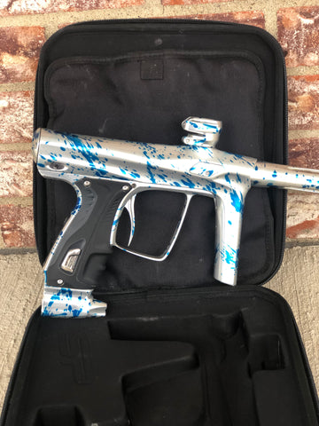 Used SP Shocker RSX Paintball Gun - Silver/Blue Splash
