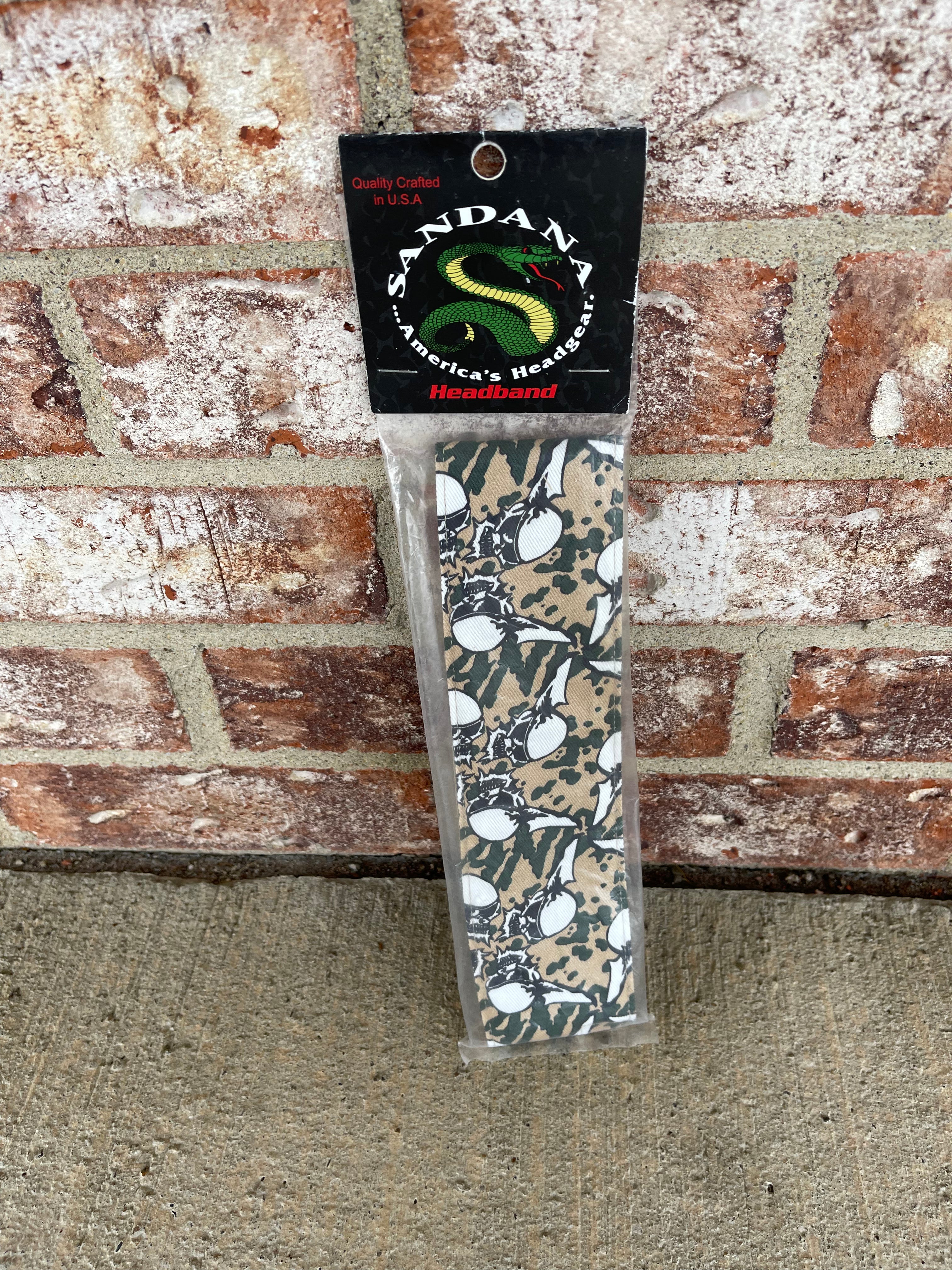 Sandana Flying Skulls Headband - Tan/Olive "Sentz" w/ White Tag