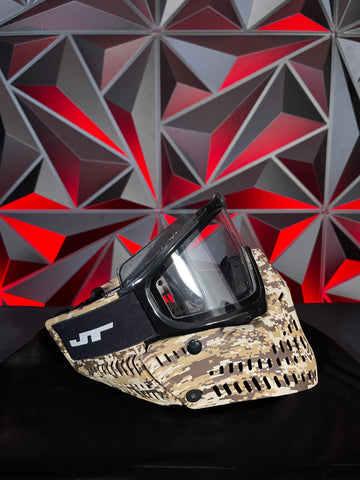 Used JT Proflex Paintball Mask - Digital Camo Skirt and Black Frame w/Soft Goggle Bag