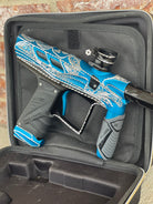 Used HK Army T-Rex VCOM Paintball Gun - Dust Blue Hand Engraved Oliver Lang Series w/ VIS Engine, Full HK Army XV Barrel Kit & Pressure Tester